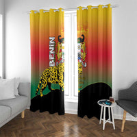 Benin National Day Window Curtain Leopard With Coat Of Arms - Wonder Print Shop