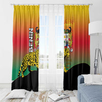 Benin National Day Window Curtain Leopard With Coat Of Arms - Wonder Print Shop