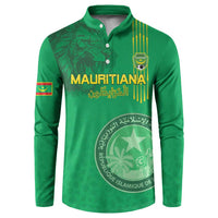 Custom Mauritania Football Button Sweatshirt Coat Of Arms With Islamic Pattern - Wonder Print Shop