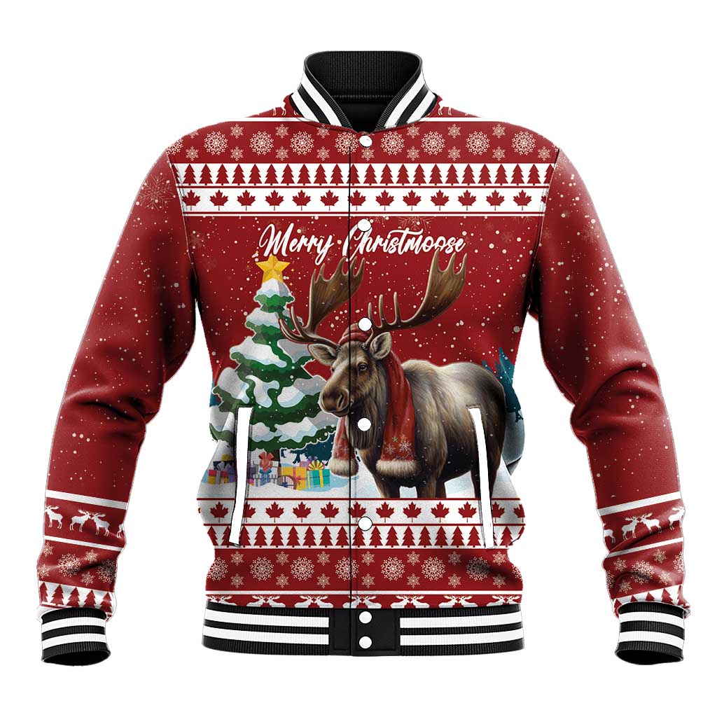 Personalized Canada Christmas Baseball Jacket Merry Christmoose - Wonder Print Shop