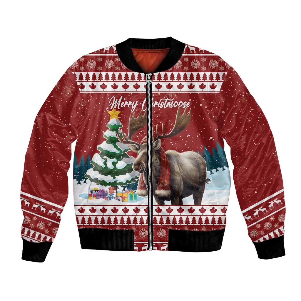 Personalized Canada Christmas Bomber Jacket Merry Christmoose - Wonder Print Shop