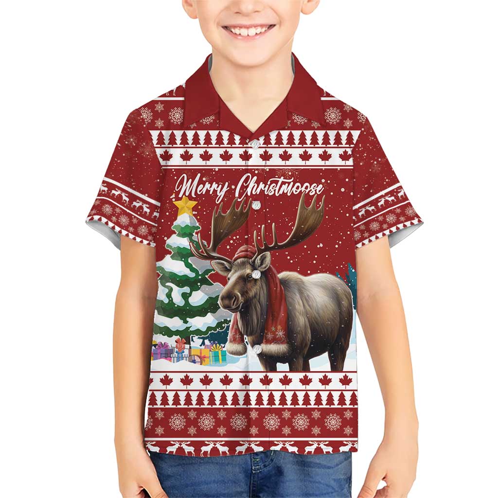 Personalized Canada Christmas Kid Hawaiian Shirt Merry Christmoose - Wonder Print Shop