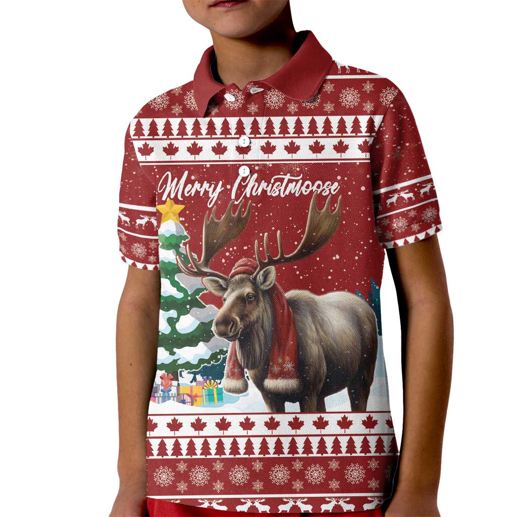 Personalized Canada Christmas Kid Polo Shirt Merry Christmoose - Wonder Print Shop