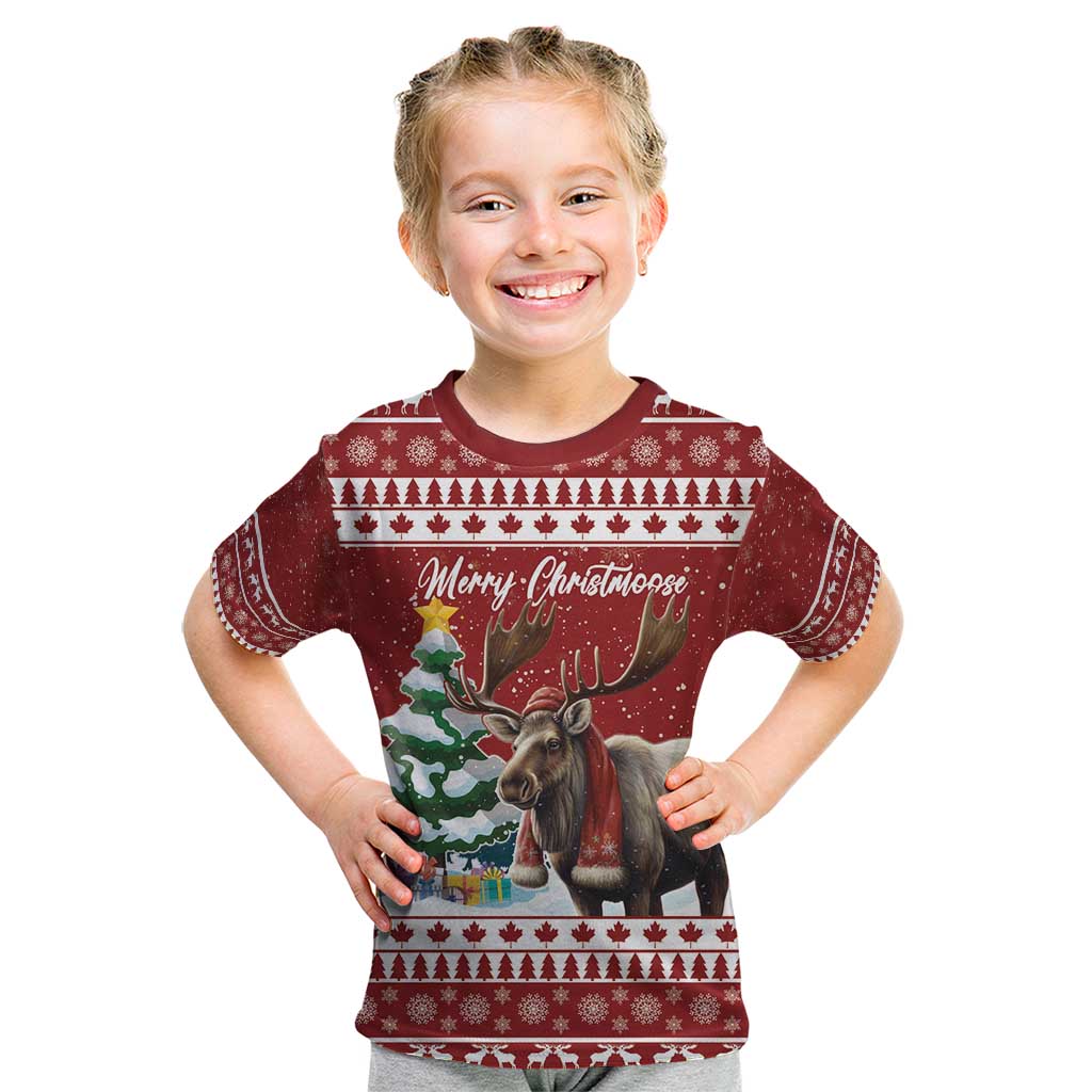 Personalized Canada Christmas Kid T Shirt Merry Christmoose - Wonder Print Shop