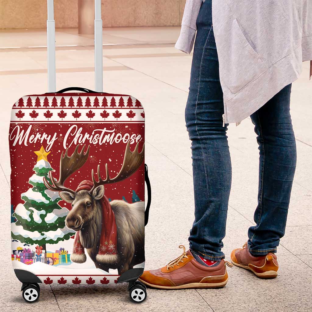 Canada Christmas Luggage Cover Merry Christmoose - Wonder Print Shop