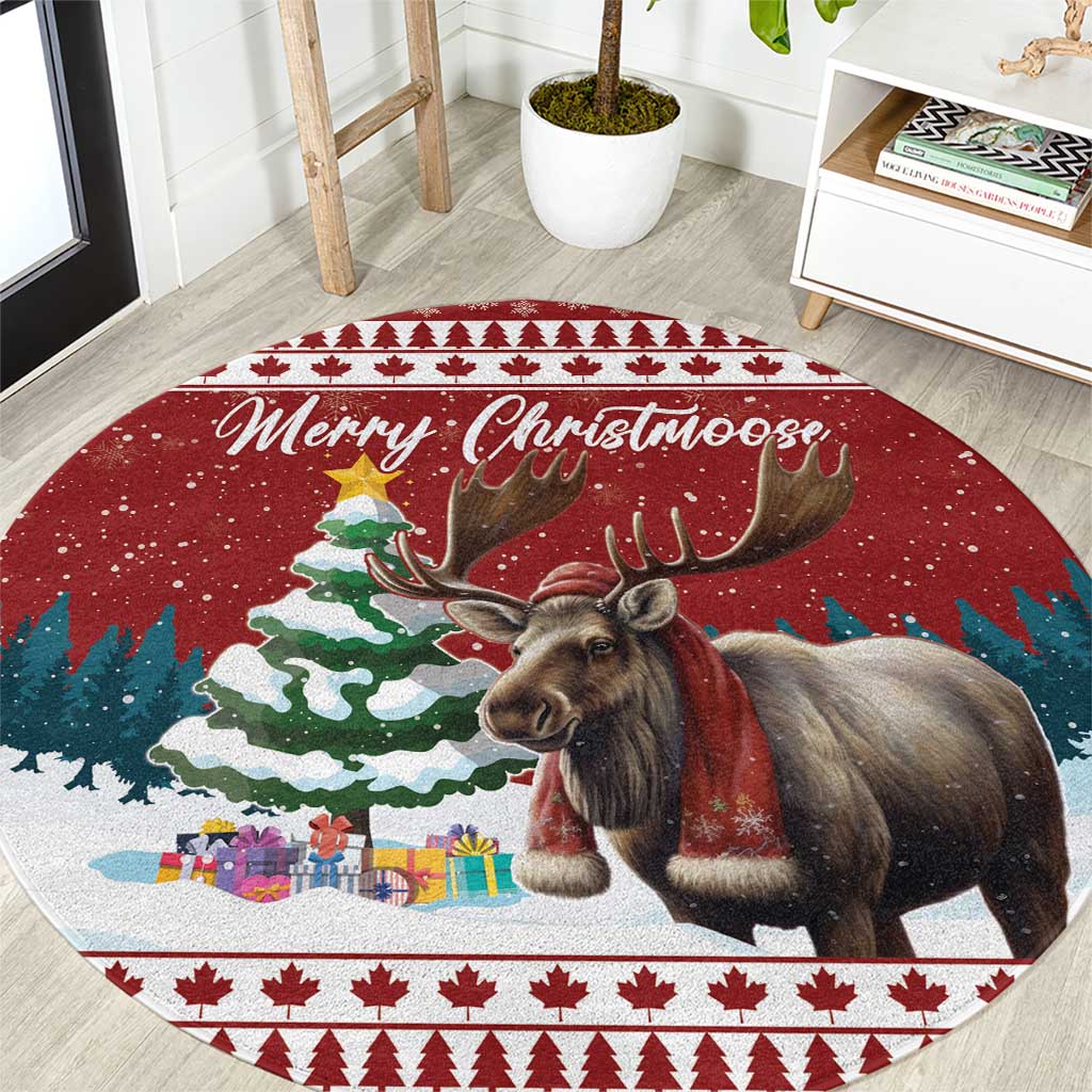 Canada Christmas Round Carpet Merry Christmoose