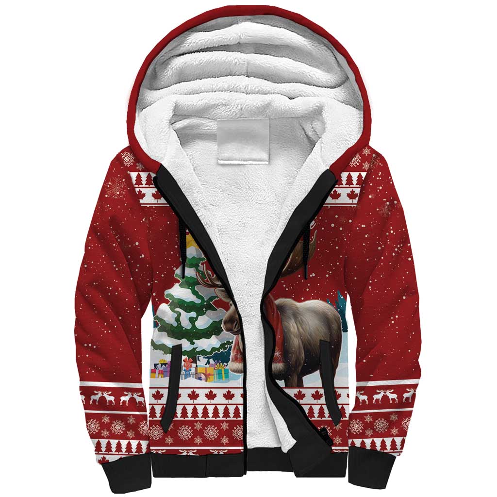 Personalized Canada Christmas Sherpa Hoodie Merry Christmoose - Wonder Print Shop