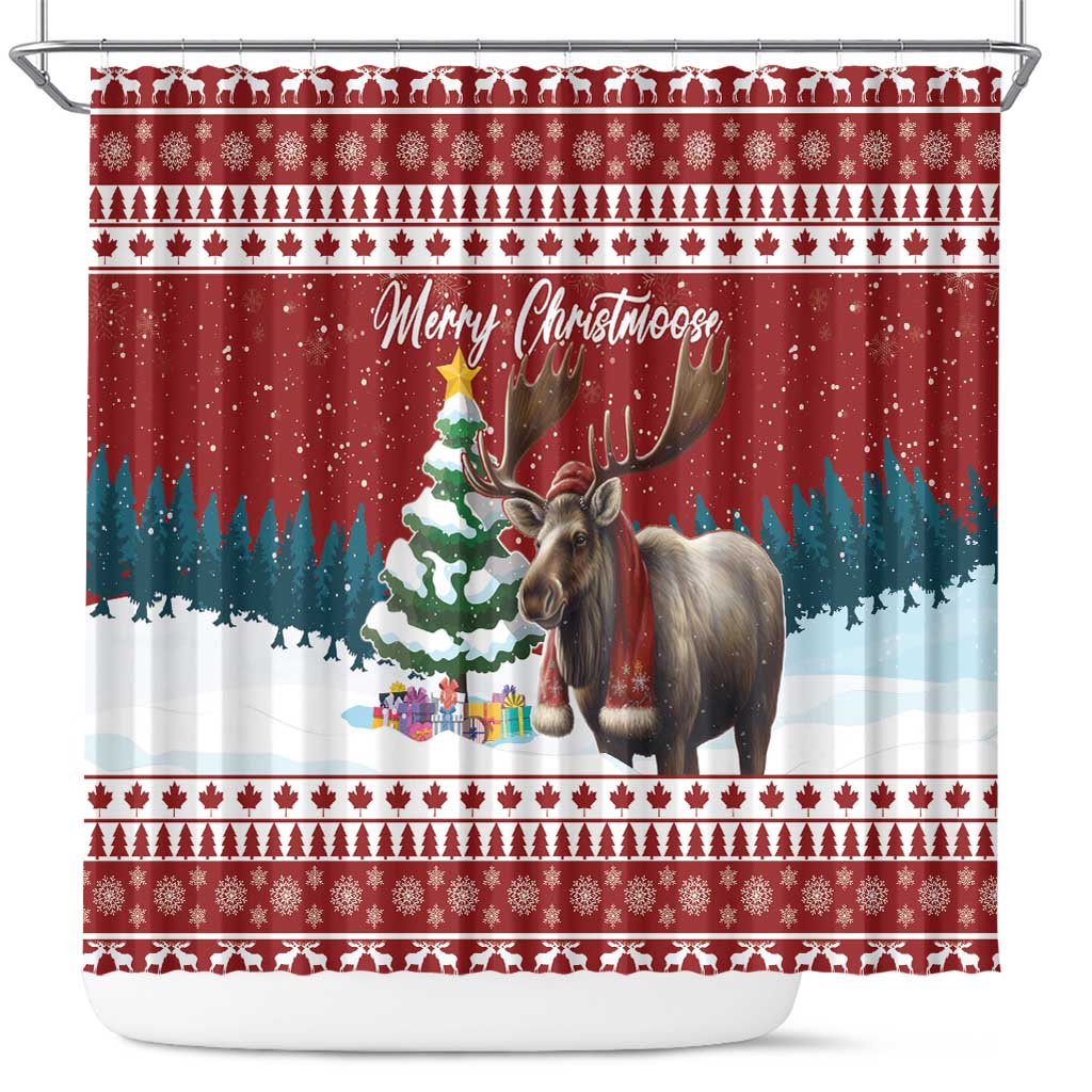 Canada Christmas Shower Curtain Merry Christmoose