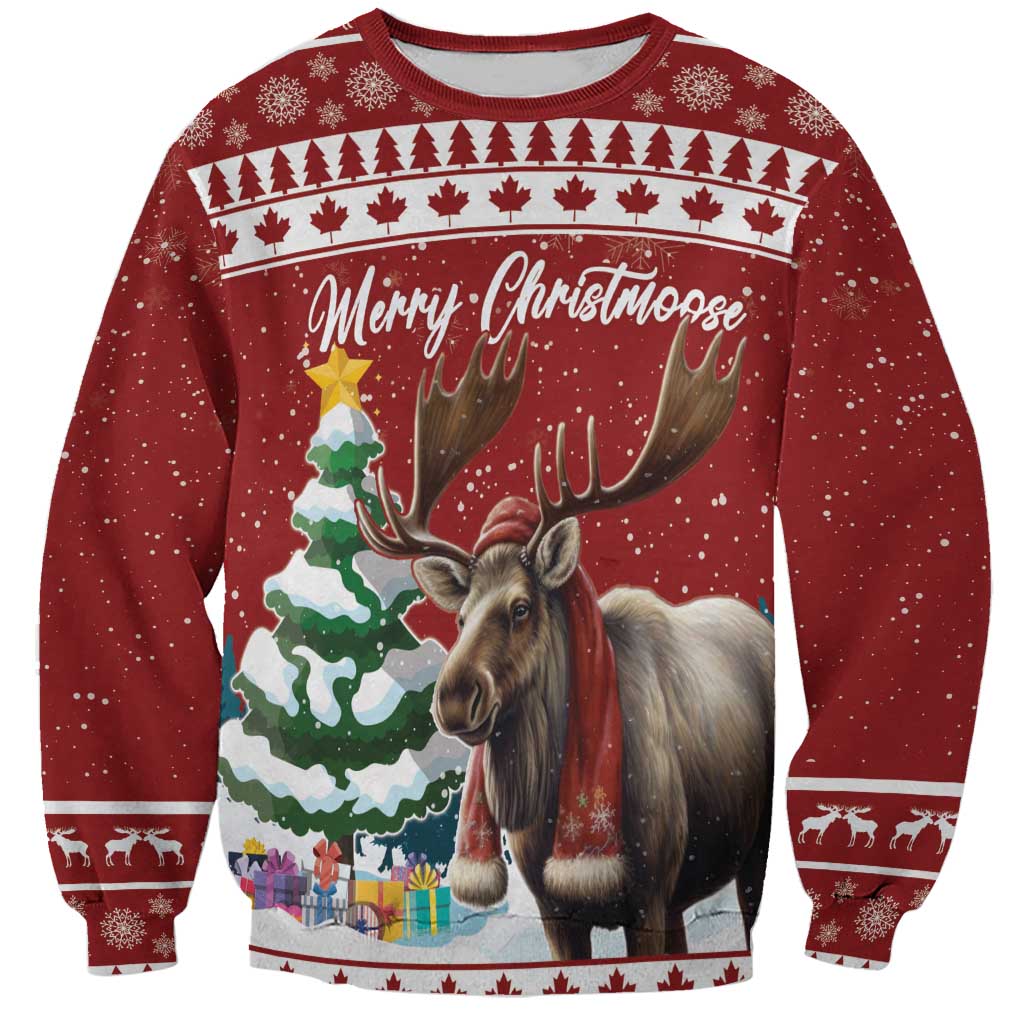 Personalized Canada Christmas Sweatshirt Merry Christmoose - Wonder Print Shop