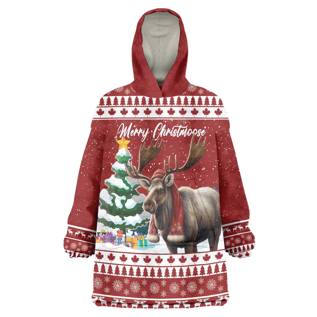 Personalized Canada Christmas Wearable Blanket Hoodie Merry Christmoose - Wonder Print Shop