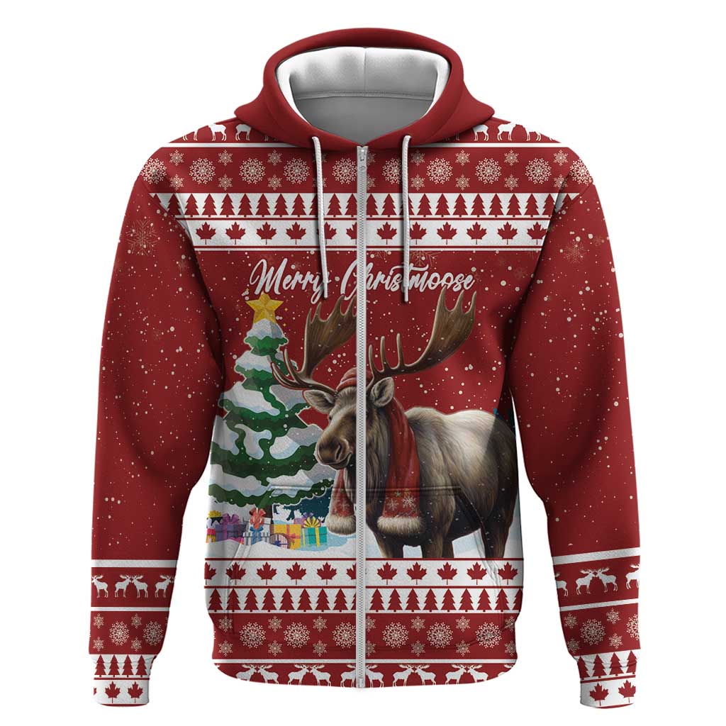 Personalized Canada Christmas Zip Hoodie Merry Christmoose - Wonder Print Shop