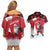 Personalized Canada Christmas Couples Matching Off Shoulder Short Dress and Hawaiian Shirt Santa Claus Hockey Player - Maple Leaves Pattern - Wonder Print Shop