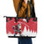 Canada Christmas Leather Tote Bag Santa Claus Hockey Player - Maple Leaves Pattern - Wonder Print Shop