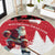 Canada Christmas Round Carpet Santa Claus Hockey Player - Maple Leaves Pattern