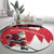 Canada Christmas Round Carpet Santa Claus Hockey Player - Maple Leaves Pattern