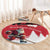 Canada Christmas Round Carpet Santa Claus Hockey Player - Maple Leaves Pattern