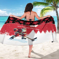 Red and black Santa hockey sarong with pine tree stripe and back tie