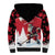 Personalized Canada Christmas Sherpa Hoodie Santa Claus Hockey Player - Maple Leaves Pattern