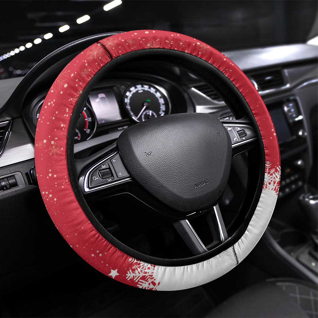 Canada Christmas Steering Wheel Cover Santa Claus Hockey Player - Maple Leaves Pattern