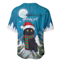 Blue baseball jersey with moon and greeting text, cat wearing Santa hat and scarf