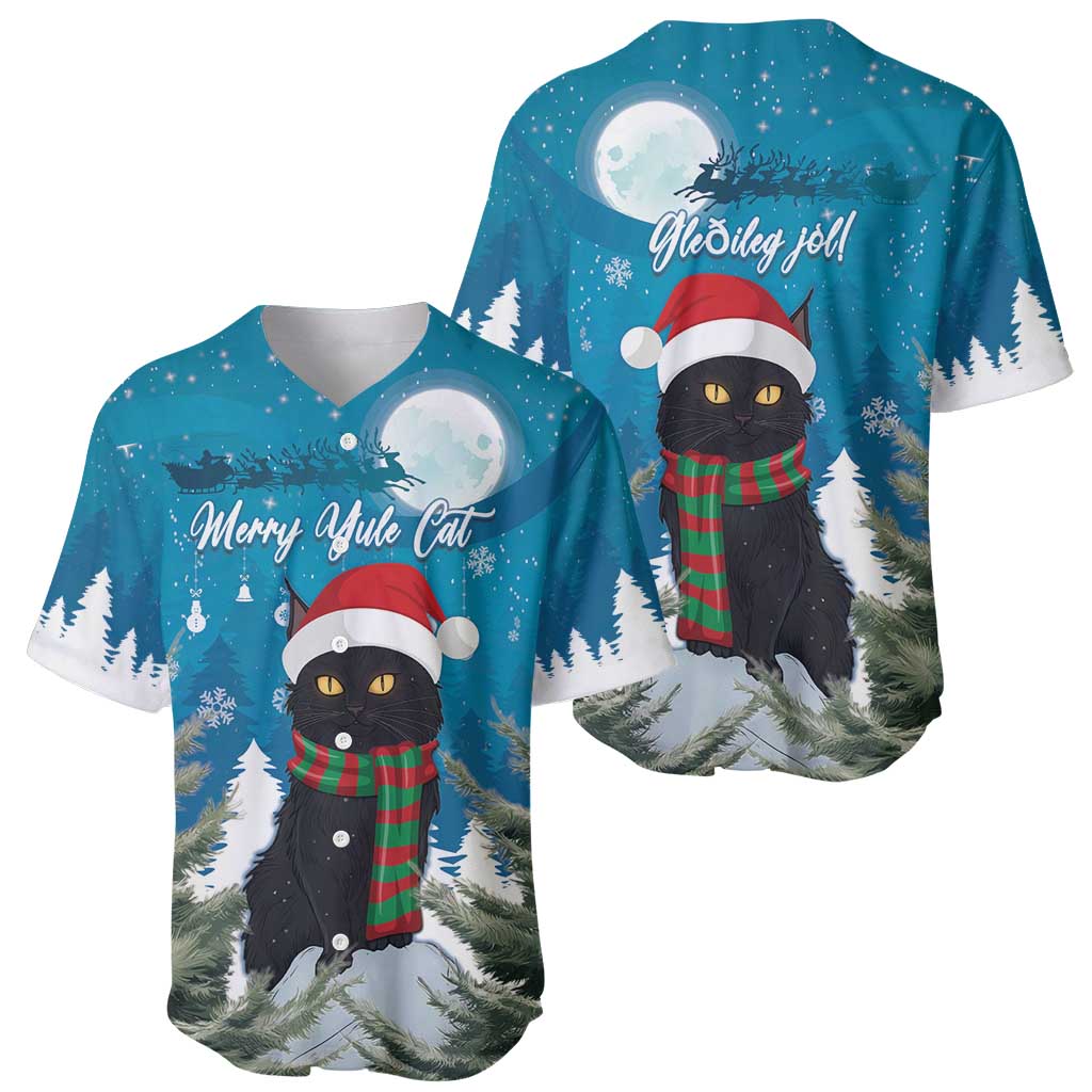 Blue baseball jerseys set with cat holiday graphics on front and back