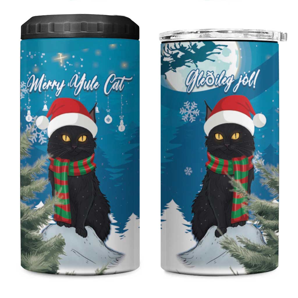 Iceland Christmas 4 in 1 Can Cooler Tumbler Merry Yule Cat - Wonder Print Shop