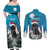 Iceland Christmas Couples Matching Off Shoulder Maxi Dress and Long Sleeve Button Shirt Merry Yule Cat - Wonder Print Shop