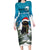 Iceland Christmas Family Matching Long Sleeve Bodycon Dress and Hawaiian Shirt Merry Yule Cat - Wonder Print Shop