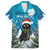 Iceland Christmas Family Matching Off The Shoulder Long Sleeve Dress and Hawaiian Shirt Merry Yule Cat - Wonder Print Shop