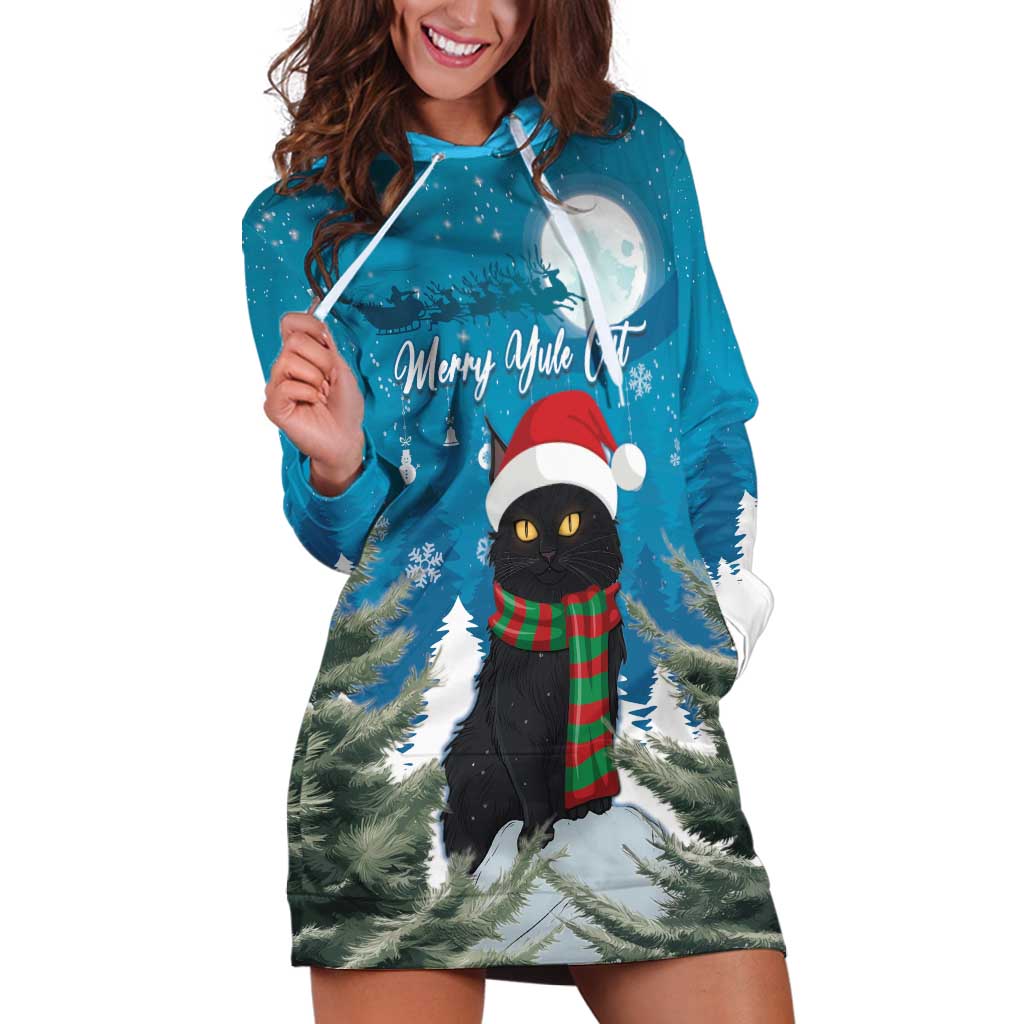 Iceland Christmas Hoodie Dress Merry Yule Cat