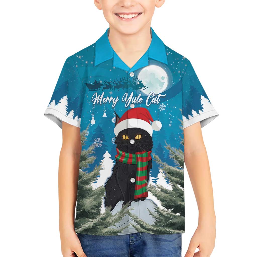 Iceland Christmas Kid Hawaiian Shirt Merry Yule Cat - Wonder Print Shop