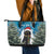 Iceland Christmas Leather Tote Bag Merry Yule Cat - Wonder Print Shop