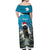 Iceland Christmas Off Shoulder Maxi Dress Merry Yule Cat - Wonder Print Shop