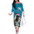 Iceland Christmas Off The Shoulder Long Sleeve Dress Merry Yule Cat - Wonder Print Shop