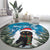 Iceland Christmas Round Carpet Merry Yule Cat