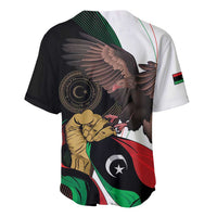 Baseball jersey with black and white panels, Independence Day emblem and eagle graphic