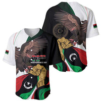 Baseball jersey with black body, white sleeves, and Independence Day eagle graphic