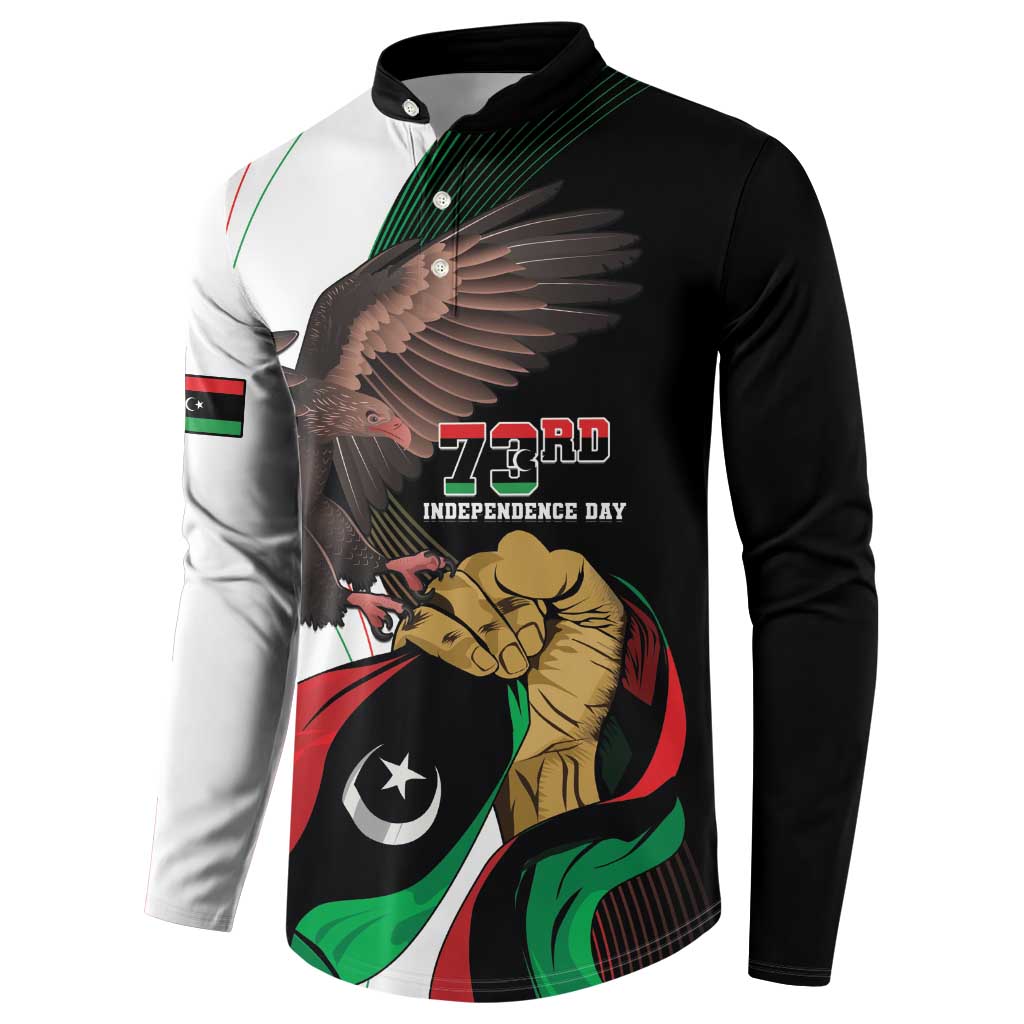 Black and white button sweatshirt, eagle graphic with “73rd Independence Day” text