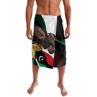 Men's black lavalava with Libya flag graphic and eagle print, knee-length