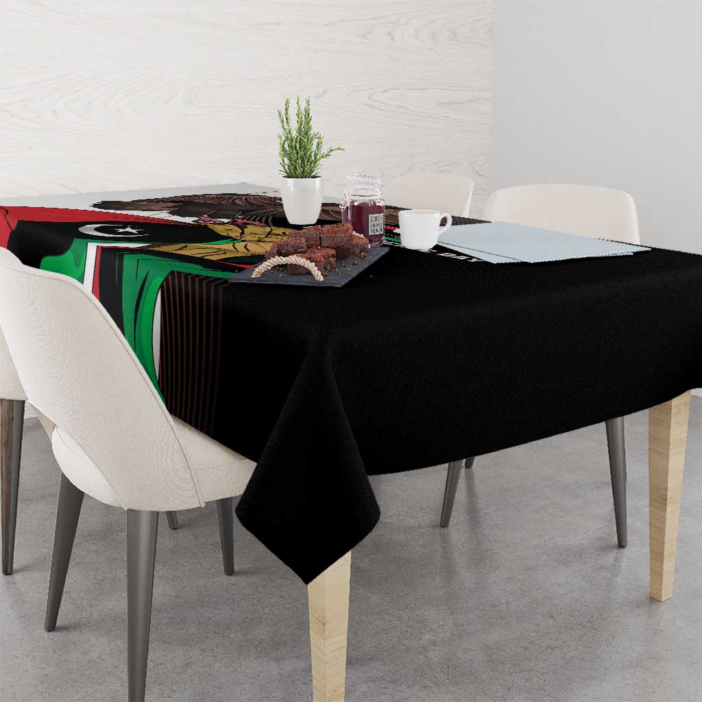 Black tablecloth on dining table with Independence Day eagle and tricolor accents