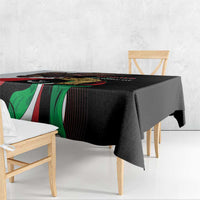 Black tablecloth corner drape with Independence Day flag pattern and eagle graphic