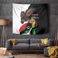 Libya-themed tapestry with eagle and red-white-green flag, 73rd Independence Day