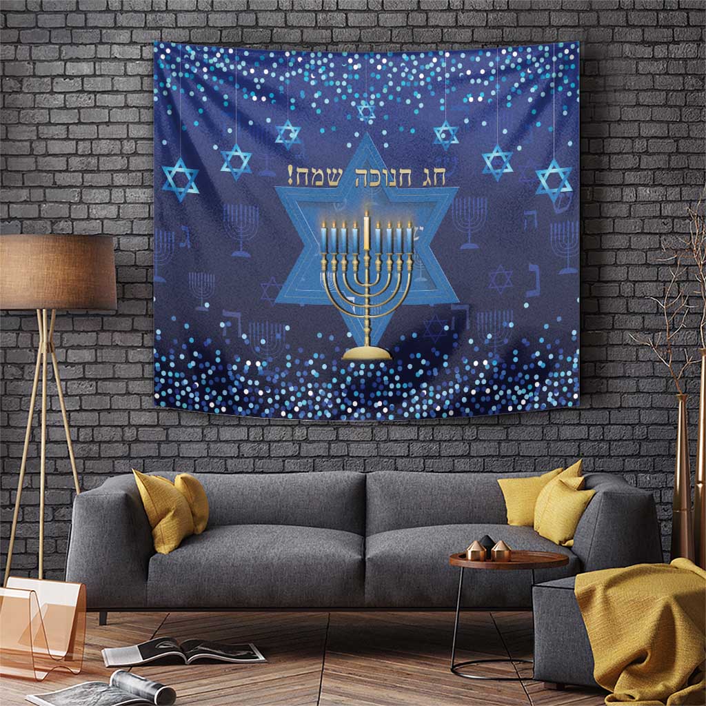 Hanukkah Jewish Festival Tapestry Meronah With Star Of David