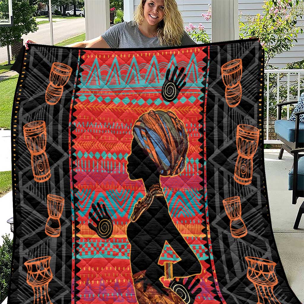 Happy International Women's Day Quilt African Women With Ethnic Pattern - Wonder Print Shop