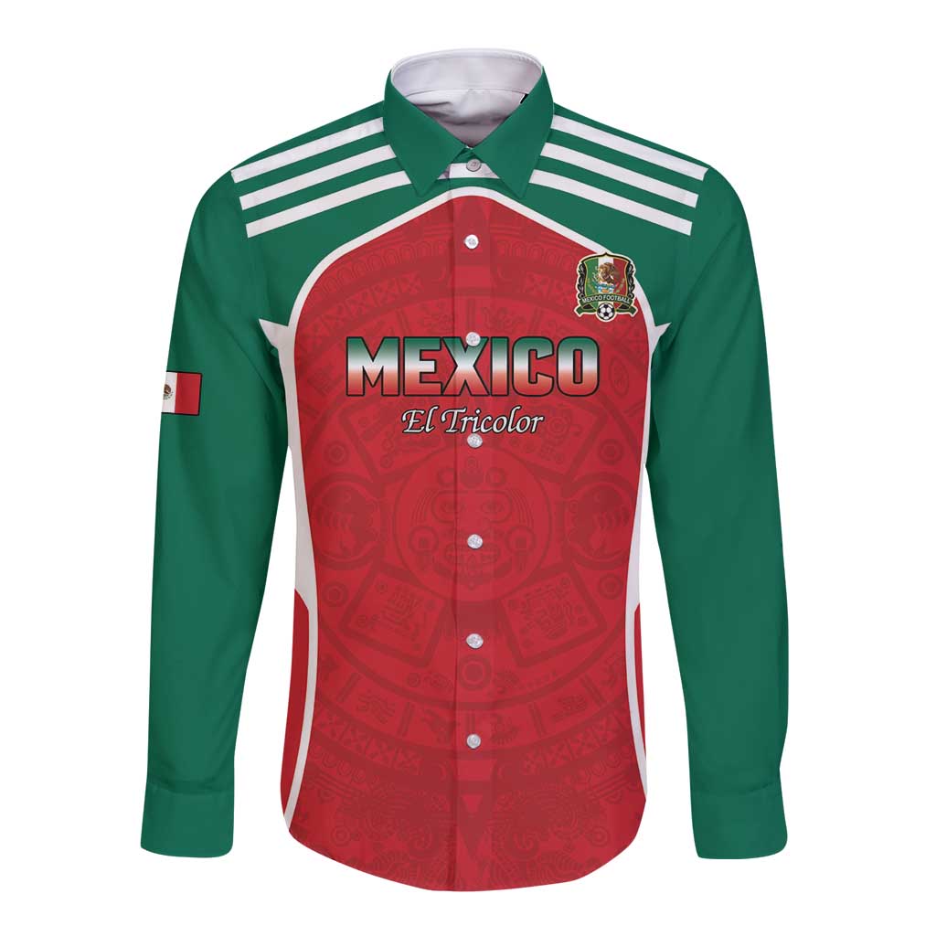 Custom Mexico Football 2026 Long Sleeve Button Shirt Viva El Tri