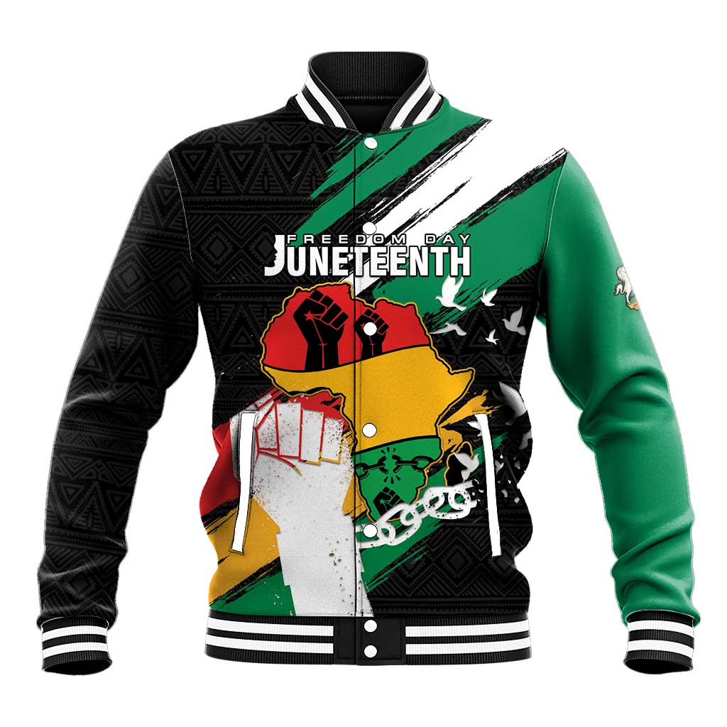 Personalised Nigeria Juneteenth Baseball Jacket Africa Map - Happy Freedom Day