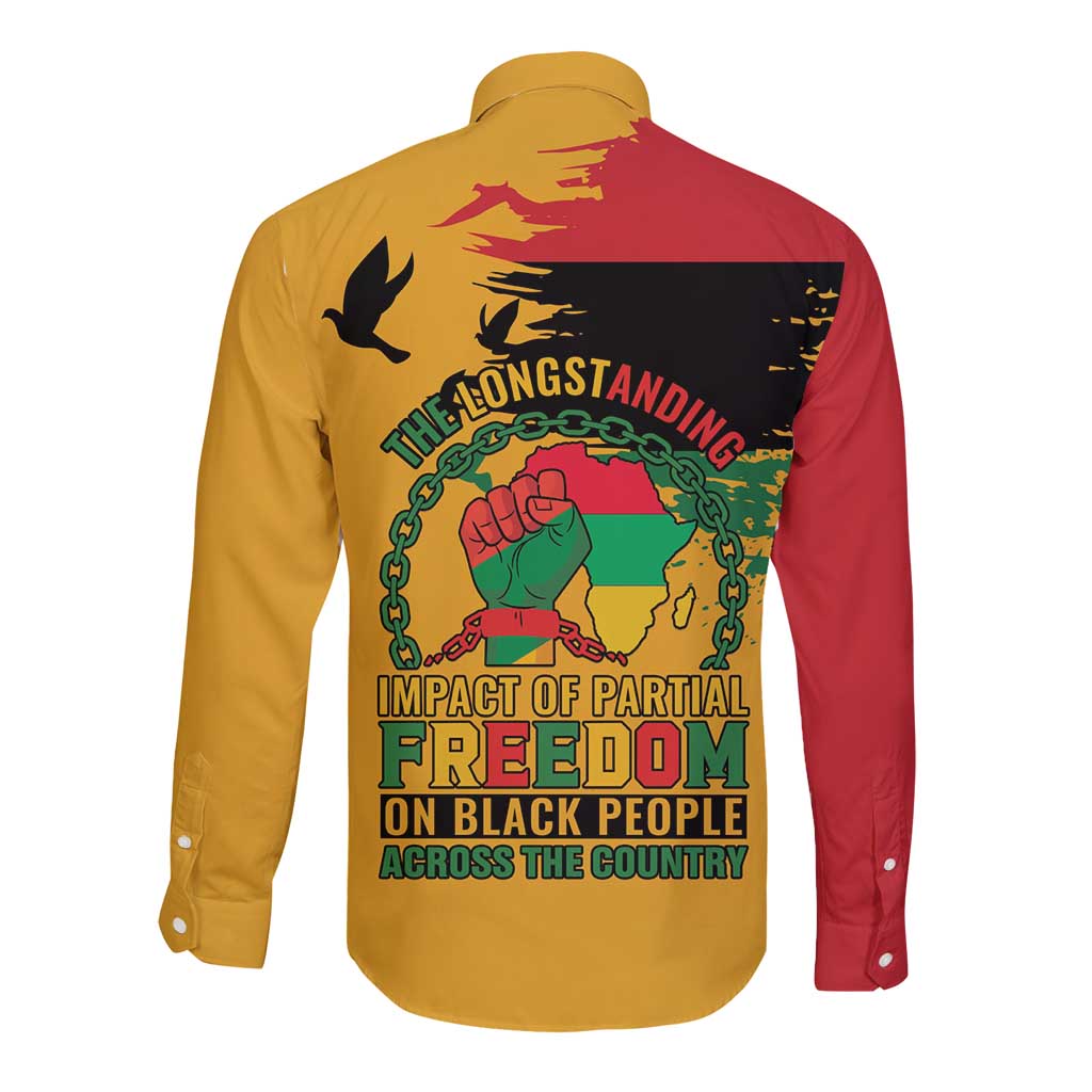 Juneteenth African American Long Sleeve Button Shirt Free-ish Since 1865