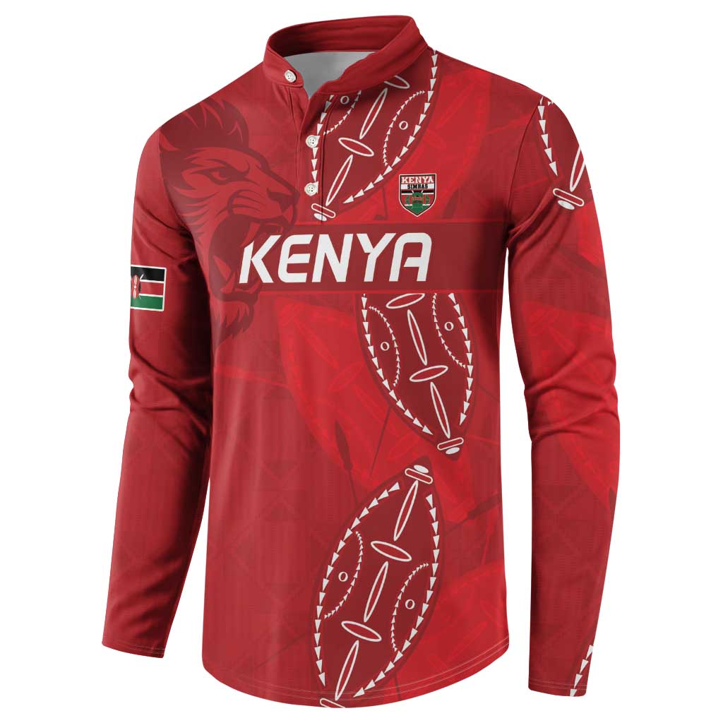 Kenya Rugby Custom Button Sweatshirt Go Champions Simbas - Red Color