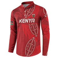 Kenya Rugby Custom Button Sweatshirt Go Champions Simbas - Red Color