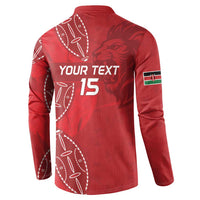 Kenya Rugby Custom Button Sweatshirt Go Champions Simbas - Red Color